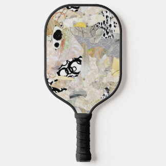 Raquette De Pickleball Neutral Elegant Abstract Collage Design