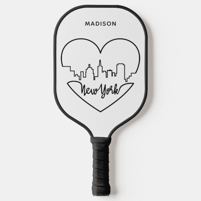 Raquette De Pickleball New York Heart nom personnalisé (Recto)