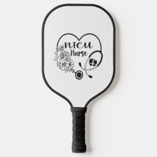 Raquette De Pickleball Nicu Nurse Floral Heart Stethoscope