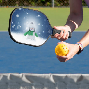 Raquette De Pickleball Noël bonhomme de neige SlipperyJoe foulard vert m