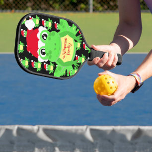 Raquette De Pickleball Noël Cute Frog Santa Hat Motif Nouveauté
