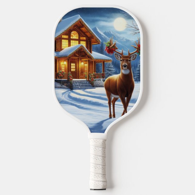 Raquette De Pickleball Noël/Hiver Deer Lodge (Recto)