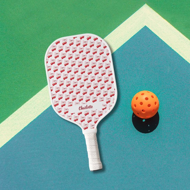Raquette De Pickleball Nœud cerise rose nom (Créateur téléchargé)