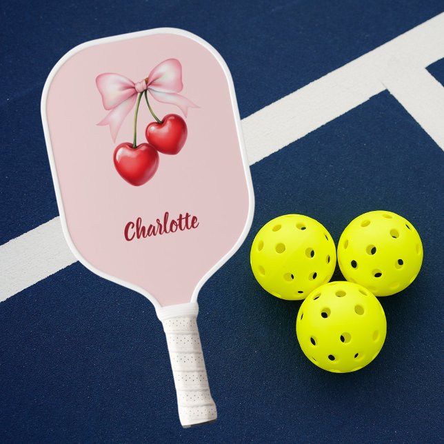 Raquette De Pickleball Nœud cerise rose nom (Créateur téléchargé)