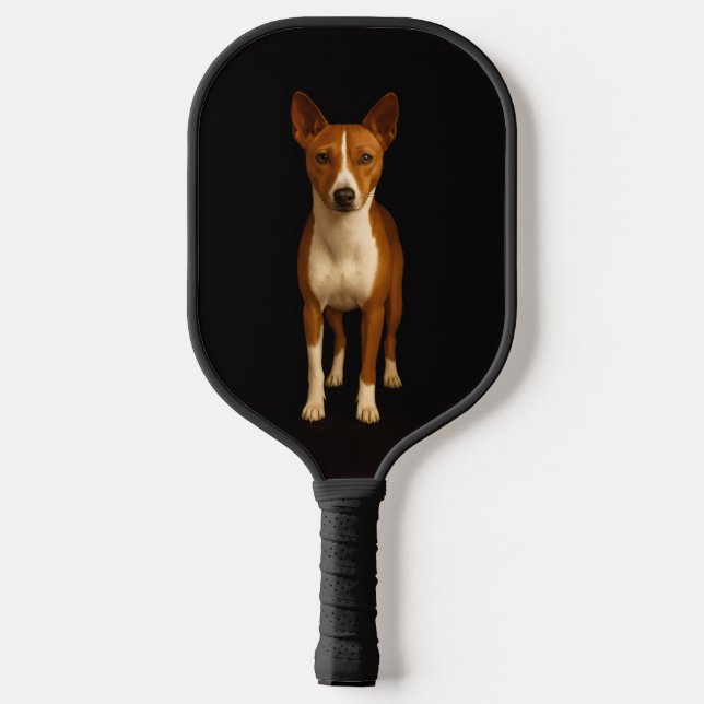 Raquette de Pickleball Noir 4 Luxe, Chien Basenji  (Verso)