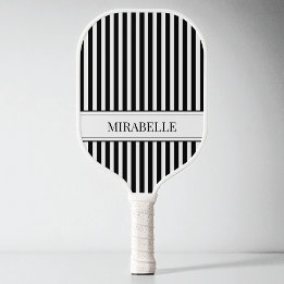 Raquette De Pickleball Noir et Blanc Moderne Simple Rayures Professionnel