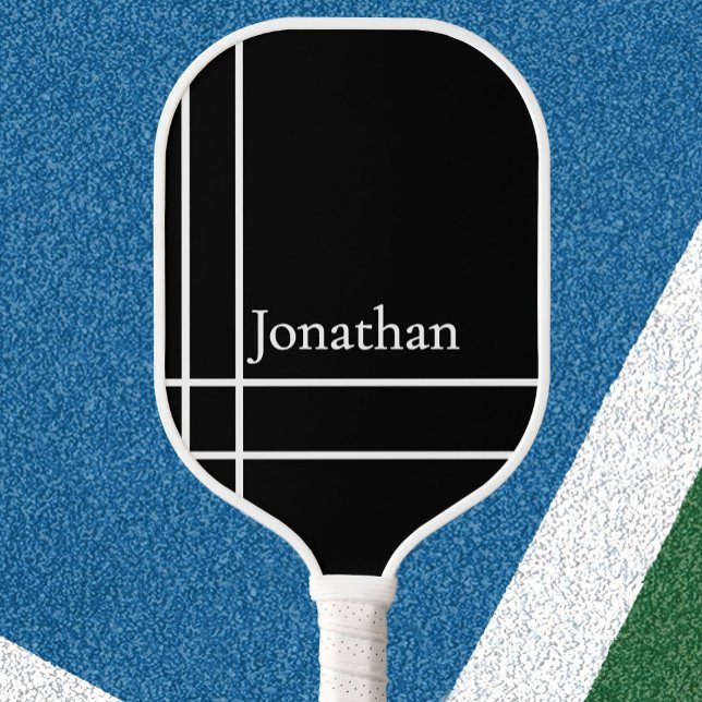 Raquette de pickleball noir et blanc nom personnal (Créateur téléchargé)