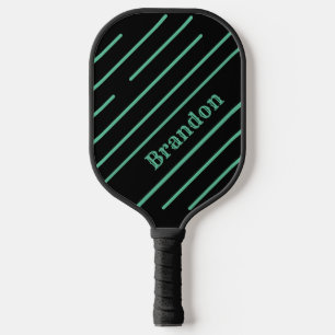 Raquette De Pickleball Noir personnalisé avec lignes Turquoises