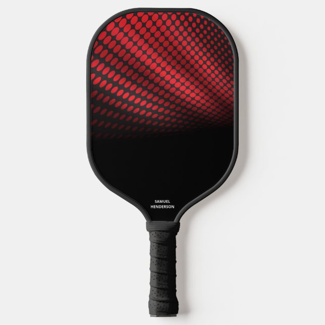 Raquette De Pickleball Noir rouge demi-ton Abstrait Nom du texte personna (Recto)
