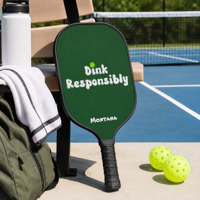 Raquette De Pickleball Nom Buvez Responsablement Émeraude Vert (Créateur téléchargé)
