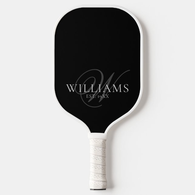 Raquette De Pickleball Nom de monogramme de script élégant classique (Recto)