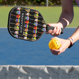 Raquette De Pickleball Nom de motif de guitare coloré
