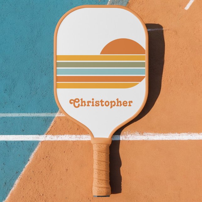 Raquette De Pickleball Nom de script Arc-en-ciel Pastel Lever de Soleil d (Créateur téléchargé)