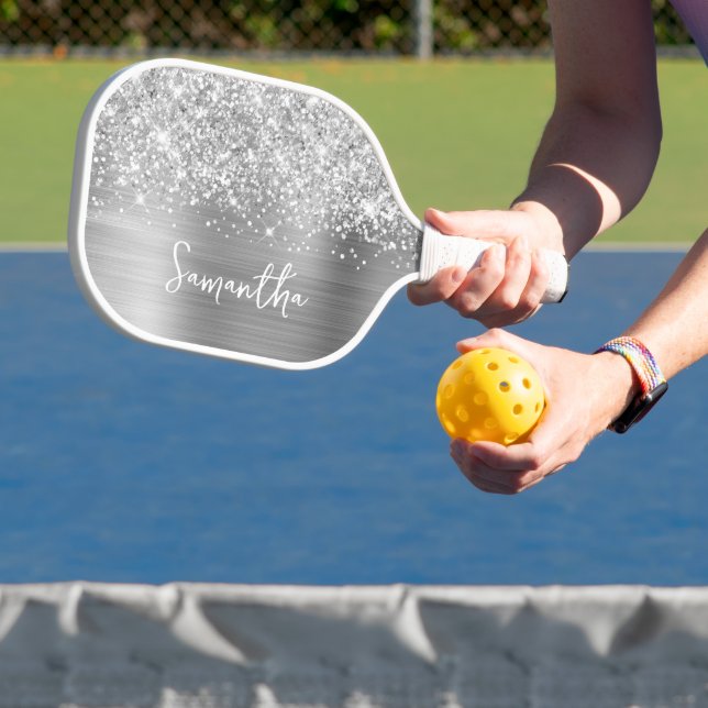 Raquette De Pickleball Nom de script Glam Argent Pailleté (Insitu)