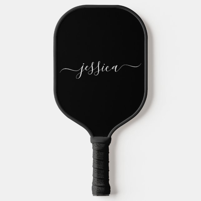 Raquette De Pickleball Nom de script noir moderne (Recto)