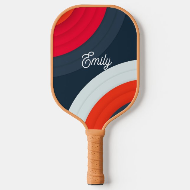Raquette De Pickleball Nom de script personnalisé géométrique moderne (Recto)