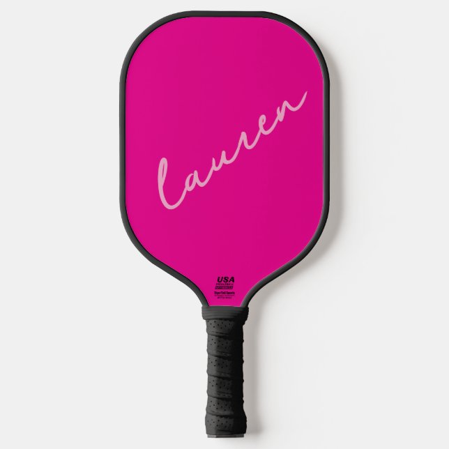 Raquette De Pickleball Nom de script rose moderne  (Recto)
