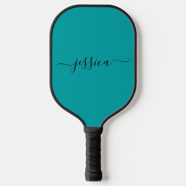 Raquette De Pickleball Nom de script turquoise moderne pickleball paddle (Recto)