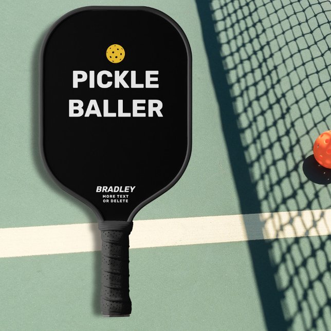Raquette De Pickleball Nom de texte personnalisé Funny Pickleballer (Créateur téléchargé)