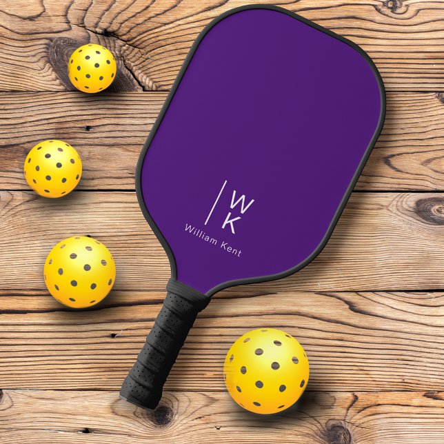 Raquette De Pickleball Nom des initiales du monogramme pourpre profession (Créateur téléchargé)