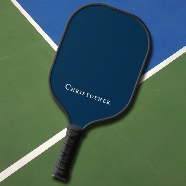 Raquette De Pickleball Nom du monogramme bleu foncé de base de la marine (Créateur téléchargé)