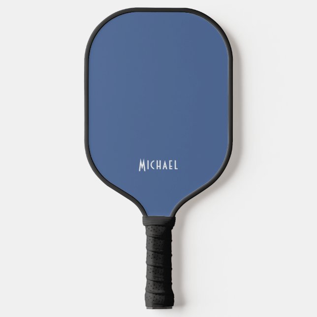 Raquette De Pickleball Nom du monogramme bleu moderne (Recto)