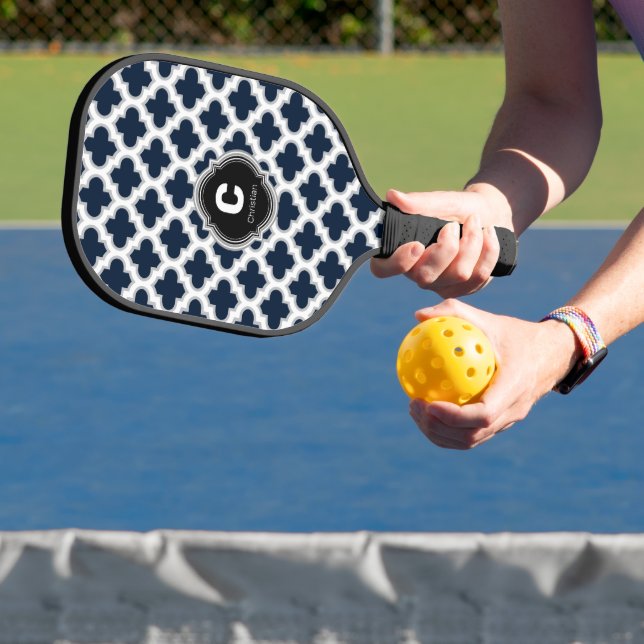 Raquette De Pickleball Nom du monogramme Motif de treillis (Insitu)