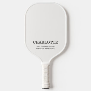 Raquette De Pickleball Nom Élégant Minimal Blanc