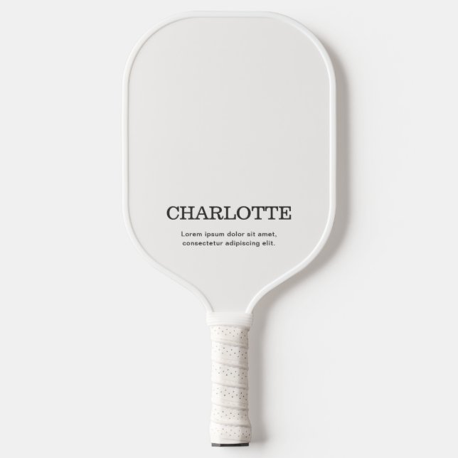 Raquette De Pickleball Nom Élégant Minimal Blanc (Recto)