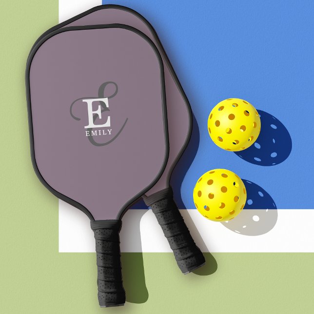 Raquette De Pickleball Nom élégant unique et typographie de monogramme vi (Personalize with your name and monogram initial.)