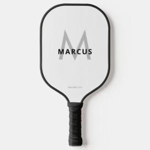 Raquette De Pickleball Nom en gras blanc des initiales du monogramme