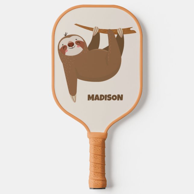Raquette De Pickleball Nom et couleur personnalisés Sloth (Recto)
