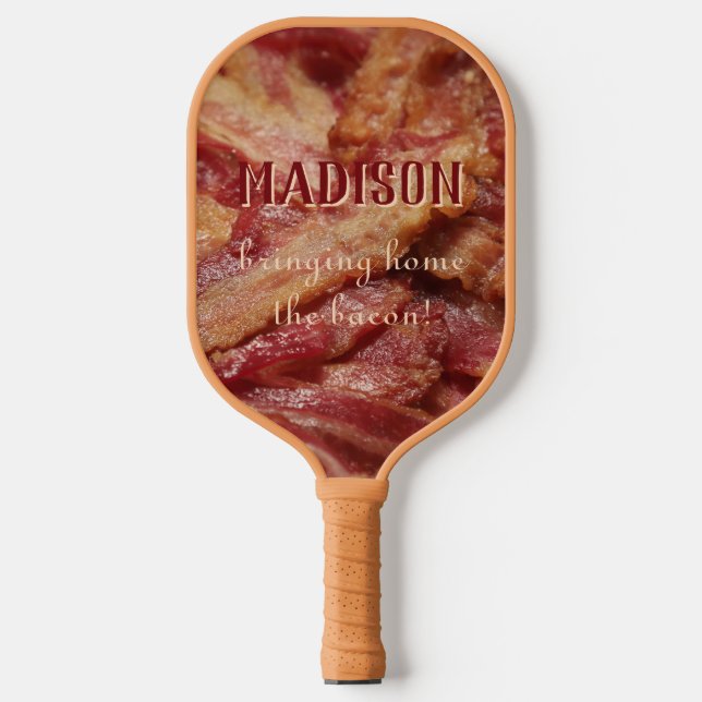Raquette De Pickleball Nom et texte personnalisés BACON (Recto)