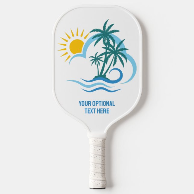 Raquette De Pickleball Nom et texte personnalisés Îles tropicales (Recto)
