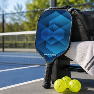 Raquette De Pickleball Nom Géométrique Bleu Moderne