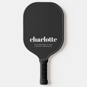 Raquette De Pickleball Nom Gras Vintage Minimal Noir