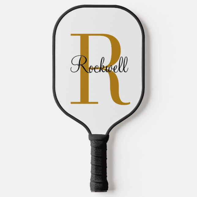 Raquette De Pickleball Nom initial du monogramme Gold personnalisé (Recto)