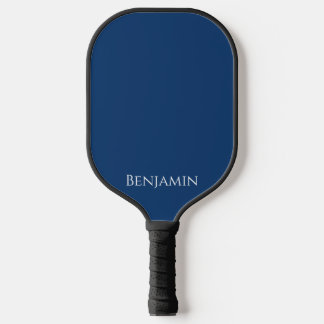 Raquette De Pickleball Nom moderne minimal en bleu et blanc marine