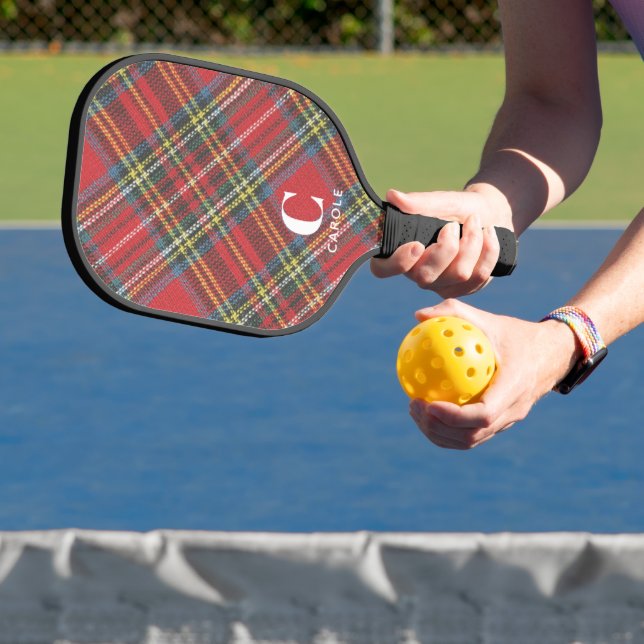 Raquette De Pickleball Nom Monogramme || Impression Tartan Preppy Stewart (Insitu)