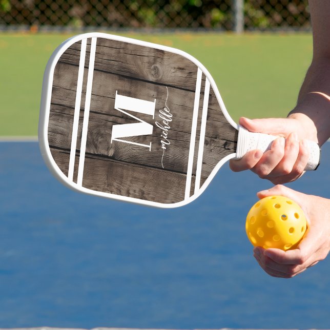 Raquette De Pickleball Nom Monogramme personnalisé (Elegant Simple Name Monogram Pickleball Paddle)