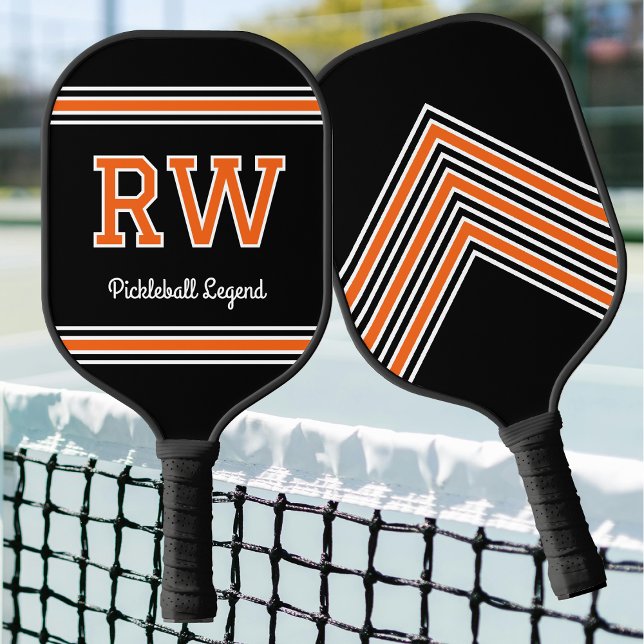 Raquette De Pickleball Nom monographique personnalisé Initiales Orange ré (Créateur téléchargé)
