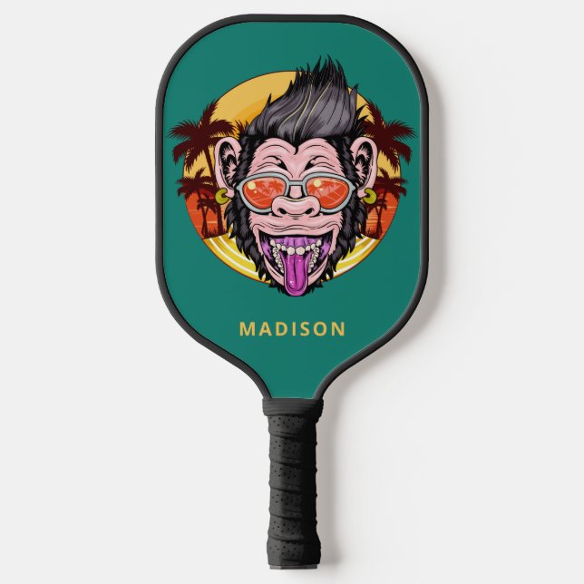 Raquette De Pickleball Nom personnalisé Beach Monkey (Recto)