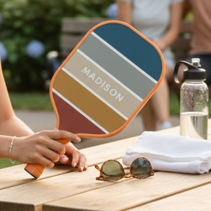 Raquette De Pickleball Nom personnalisé bloc de couleur de plage coloré m