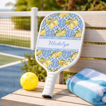Nom personnalisé Carrelage bleu citron méditerrané