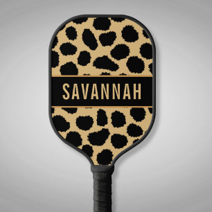 Raquette De Pickleball Nom personnalisé Cheetah Poster de animal Motif cl