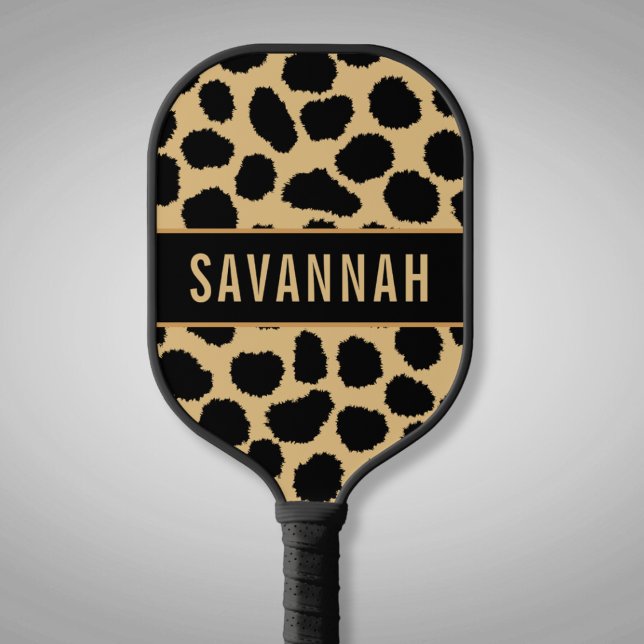 Raquette De Pickleball Nom personnalisé Cheetah Poster de animal Motif cl (Créateur téléchargé)