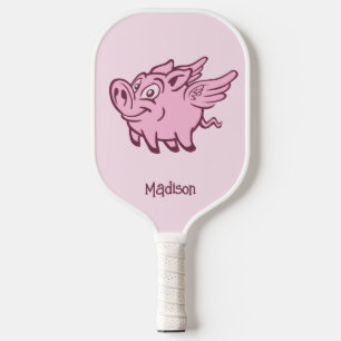Raquette De Pickleball Nom personnalisé & Cochon volant couleur