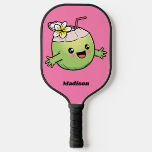 Raquette De Pickleball Nom personnalisé Cute Coconut