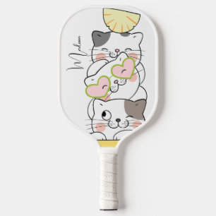 Raquette De Pickleball Nom personnalisé Cute Kittens