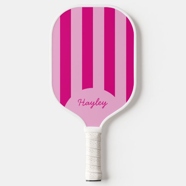 Raquette De Pickleball Nom personnalisé de la bande rose mignonne moderne (Recto)